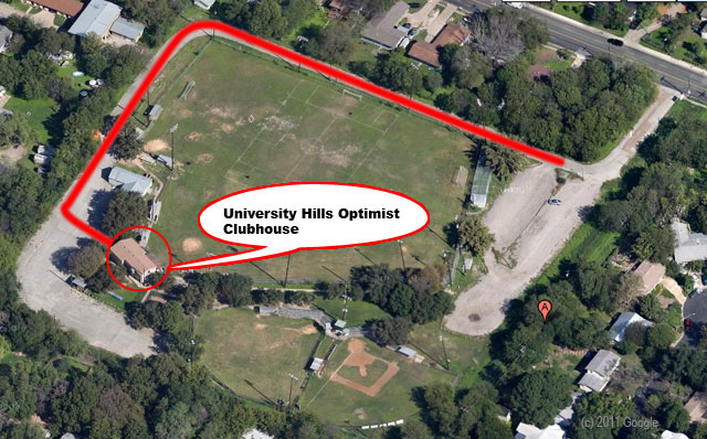 Map of University Hills Optimist, highlighting UHO Clubhouse.